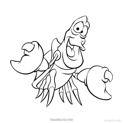 Free printable Sebastian the Crab 1 Coloring Page - Free Printable Disney The Little Mermaid PDFS Coloring Sheets coloring page