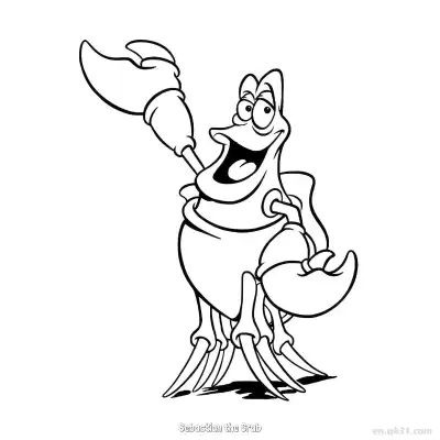 Free printable Sebastian the Crab 3 Coloring Page - Free Printable Disney The Little Mermaid PDFS Coloring Sheets coloring page