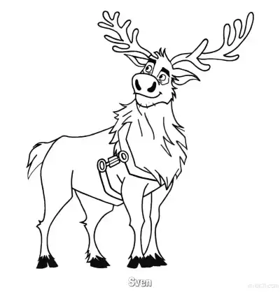 Free printable Sven Reindeer Full Body Coloring Page coloring page