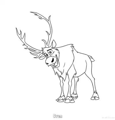 Free printable Sven Reindeer Close-up Face Coloring Page coloring page