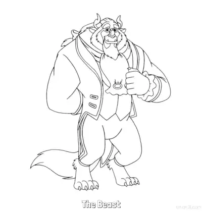Free printable The Beast in Formal Coat Facing Forward Coloring Page coloring page