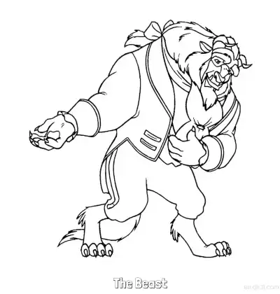 Free printable The Beast Bowing to Invite Belle to Dance Coloring Page coloring page