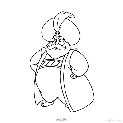 Free printable The Sultan Standing with Hands Behind Back Coloring Page coloring page