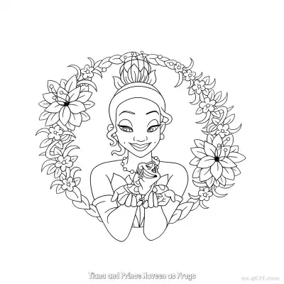 Free printable Tiana and Prince Naveen as Frogs  Coloring Page - Free Printable Disney The Princess And The Frog PDFS Coloring Sheets coloring page