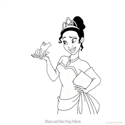 Free printable Tiana and the Frog Prince 1 Coloring Page - Free Printable Disney The Princess And The Frog PDFS Coloring Sheets coloring page