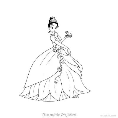 Free printable Tiana and the Frog Prince 2 Coloring Page - Free Printable Disney The Princess And The Frog PDFS Coloring Sheets coloring page