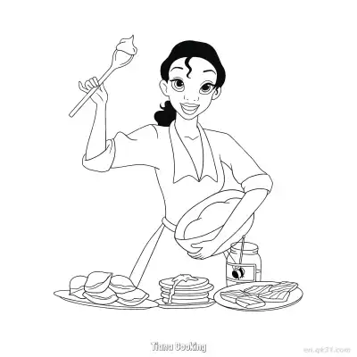 Free printable Tiana Cooking  Coloring Page - Free Printable Disney The Princess And The Frog PDFS Coloring Sheets coloring page