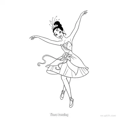 Free printable Tiana Dancing  Coloring Page - Free Printable Disney The Princess And The Frog PDFS Coloring Sheets coloring page
