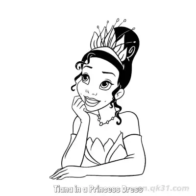 Free printable Tiana in a Princess Dress 8 Coloring Page - Free Printable Disney The Princess And The Frog PDFS Coloring Sheets coloring page