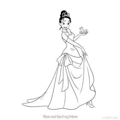 Free printable Tiana and the Frog Prince 1 Coloring Page - Free Printable Disney The Princess And The Frog PDFS Coloring Sheets coloring page