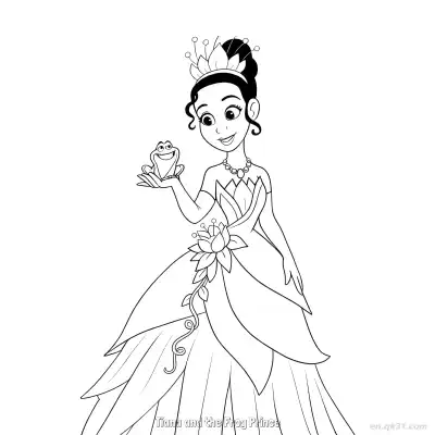 Free printable Tiana and the Frog Prince 2 Coloring Page - Free Printable Disney The Princess And The Frog PDFS Coloring Sheets coloring page