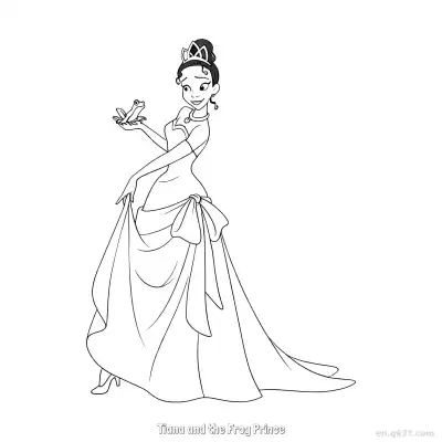 Free printable Tiana and the Frog Prince 3 Coloring Page - Free Printable Disney The Princess And The Frog PDFS Coloring Sheets coloring page