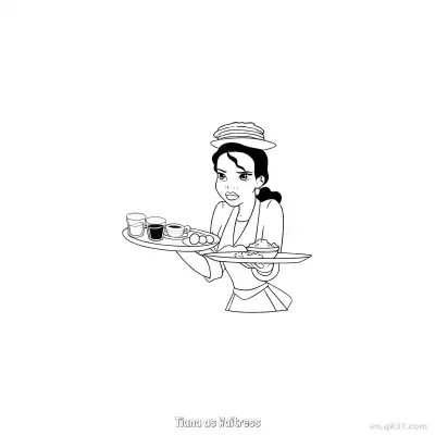 Free printable Tiana as Waitress 1 Coloring Page - Free Printable Disney The Princess And The Frog PDFS Coloring Sheets coloring page