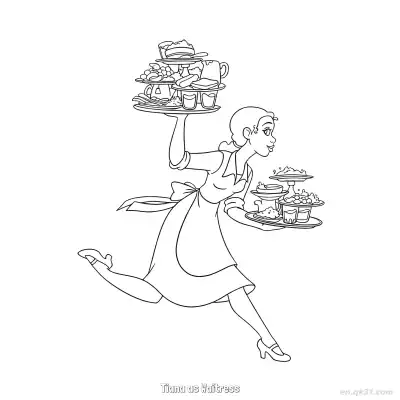 Free printable Tiana as Waitress 2 Coloring Page - Free Printable Disney The Princess And The Frog PDFS Coloring Sheets coloring page