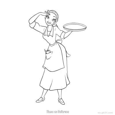 Free printable Tiana as Waitress 4 Coloring Page - Free Printable Disney The Princess And The Frog PDFS Coloring Sheets coloring page