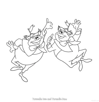 Free printable Tweedle Dee and Tweedle Dum 2 Coloring Page - Free Printable Alice in Wonderland PDFS Coloring Sheets coloring page
