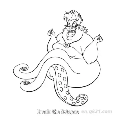 Free printable Ursula the Octopus  Coloring Page - Free Printable Disney The Little Mermaid PDFS Coloring Sheets coloring page
