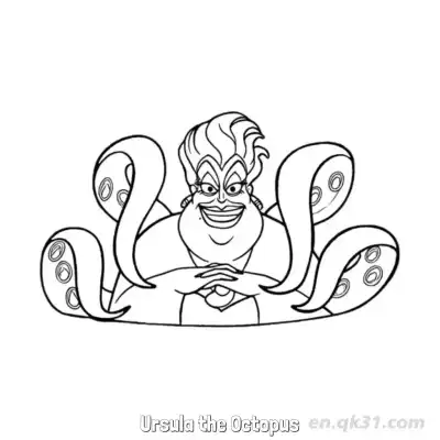 Free printable Ursula the Octopus 2 Coloring Page - Free Printable Disney The Little Mermaid PDFS Coloring Sheets coloring page