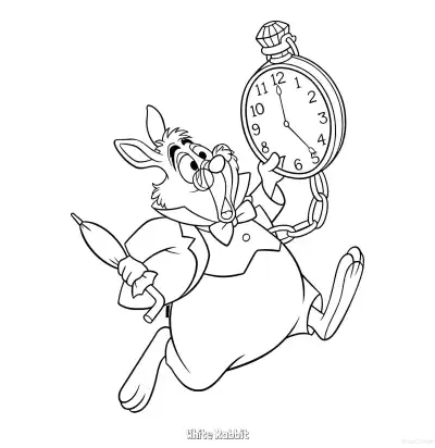 Free printable White Rabbit 1 Coloring Page - Free Printable Alice in Wonderland PDFS Coloring Sheets coloring page