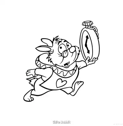 Free printable White Rabbit 2 Coloring Page - Free Printable Alice in Wonderland PDFS Coloring Sheets coloring page