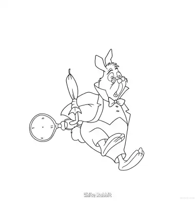 Free printable White Rabbit 3 Coloring Page - Free Printable Alice in Wonderland PDFS Coloring Sheets coloring page