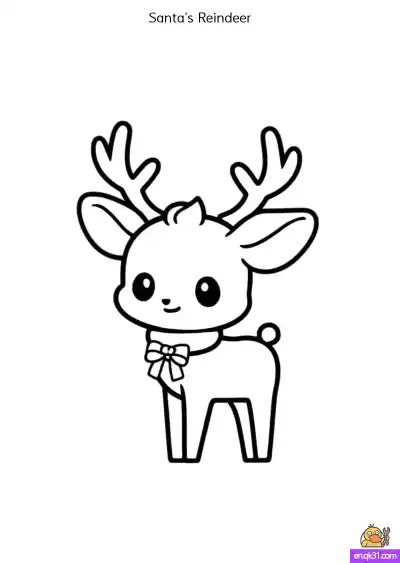 Free printable Santa's Reindeer Coloring Pages: Free Printable Christmas Designs coloring page