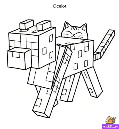 Free printable Easy Minecraft Ocelot Drawing – Step-by-Step Guide + Free Coloring Page coloring page