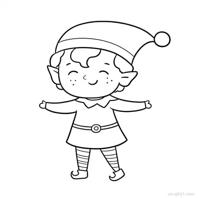 Free printable Elf with Arms Open Christmas Coloring Page coloring page