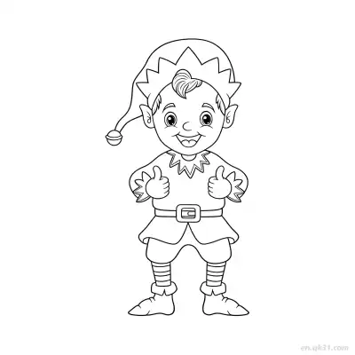 Free printable Elf Double Thumbs Up Coloring Page coloring page