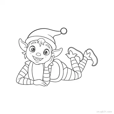 Free printable Elf Lying Down Coloring Page coloring page