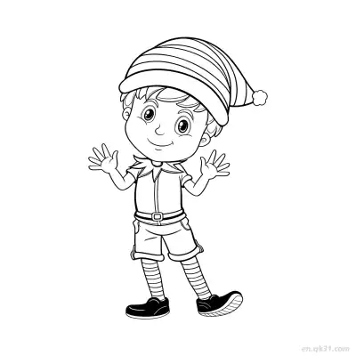 Free printable Elf Raising Hands Coloring Page coloring page