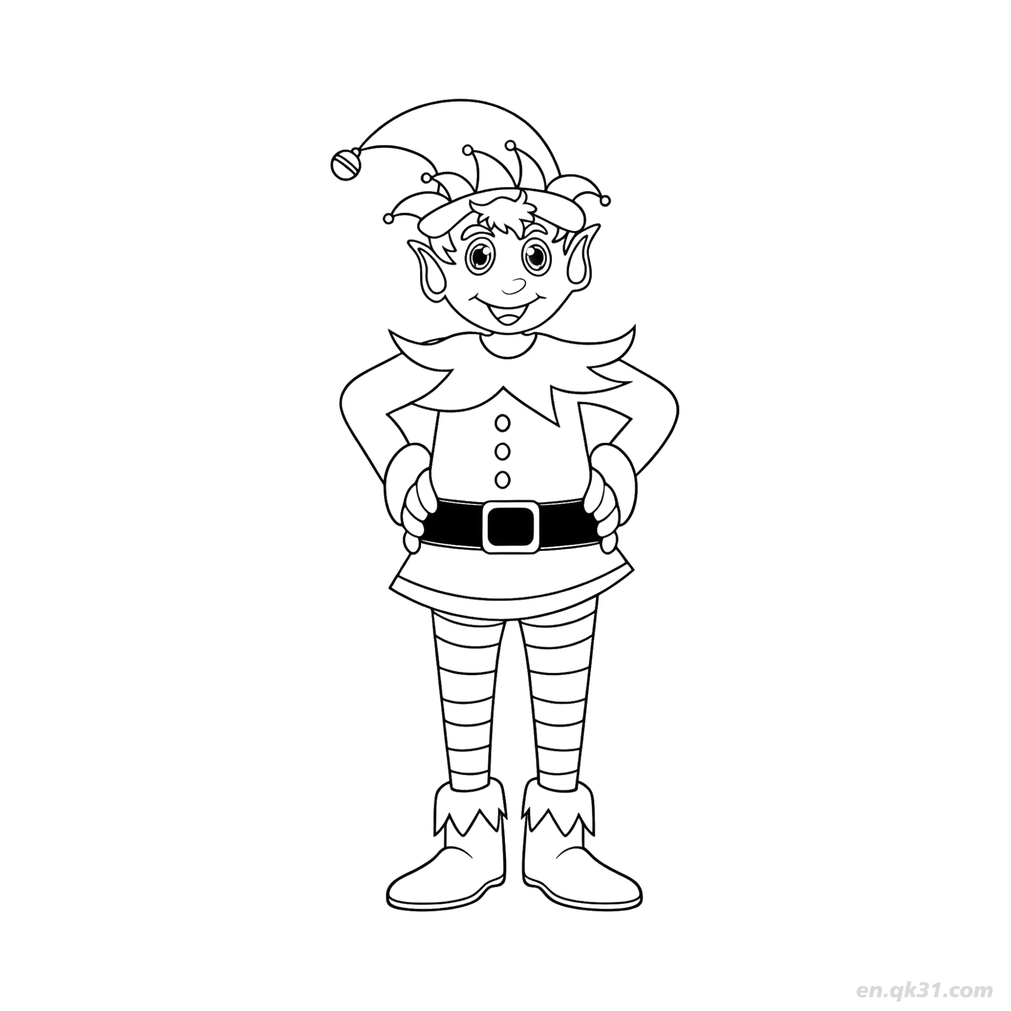 Elf Standing Hands on Hips Coloring Page – Free Printable Coloring Page for Kids and Adults