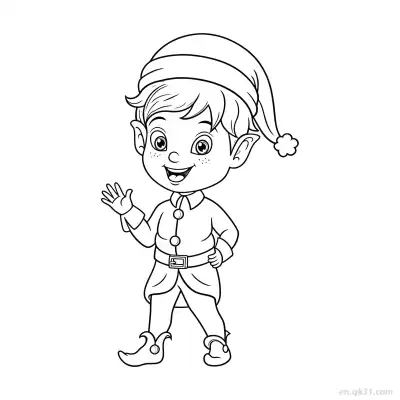 Free printable Elf Waving Cheerfully Coloring Page coloring page