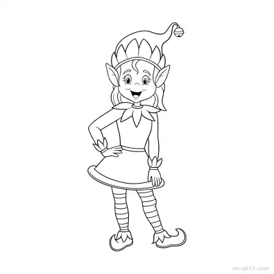 Free printable Elf with Leaf Collar Coloring Page coloring page