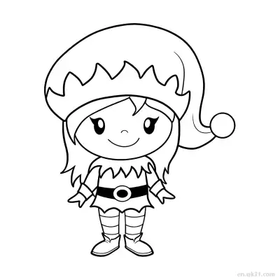 Free printable Elf with Long Hat Coloring Page coloring page
