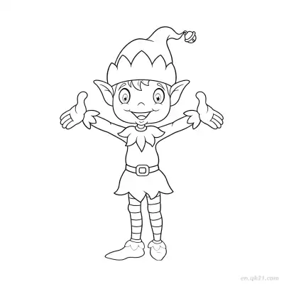 Free printable Elf with Open Arms Coloring Page coloring page