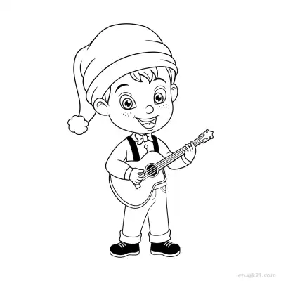 Free printable Kid Playing Guitar Coloring Page coloring page