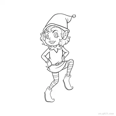 Free printable Playful Elf Jumping Coloring Page coloring page