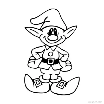 Free printable Smiling Elf Cartoon Coloring Page coloring page