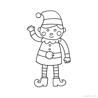 Free printable Smiling Elf with Belt Coloring Page coloring page