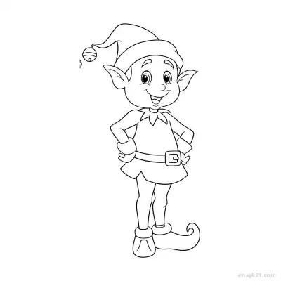 Free printable Standing Christmas Elf Coloring Page coloring page