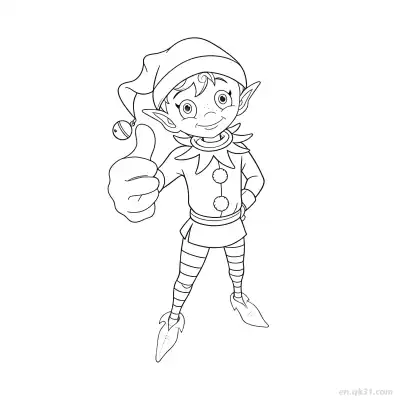 Free printable Thumbs Up Elf Coloring Page coloring page