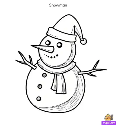 Free printable Free Christmas Coloring Pages: Printable Snowman Fun coloring page