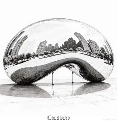 Free printable Cloud Gate  Coloring Page - Free Printable Famous attractions in the United States PDF Coloring Sheets coloring page