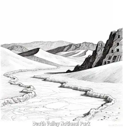 Free printable Death Valley National Park  Coloring Page - Free Printable Famous attractions in the United States PDF Coloring Sheets coloring page