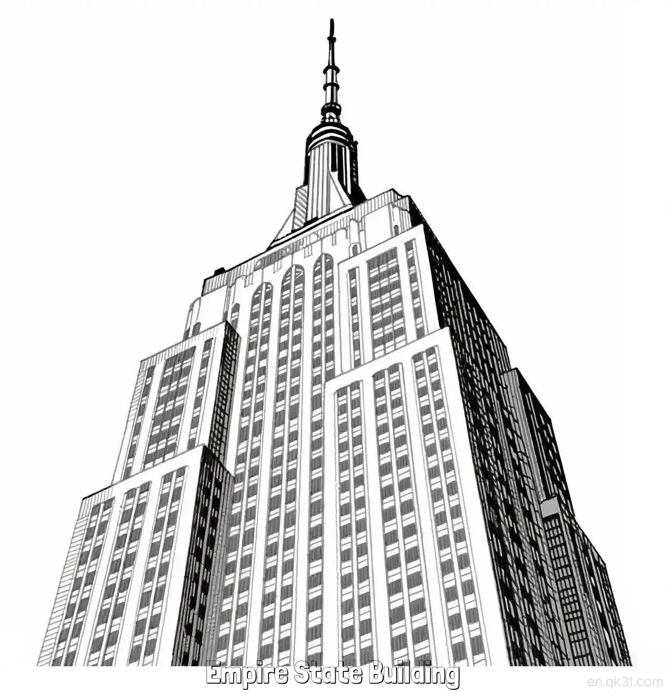 Empire State Building  Coloring Page - Free Printable Famous attractions in the United States PDF Coloring Sheets – Free Printable Coloring Page for Kids and Adults
