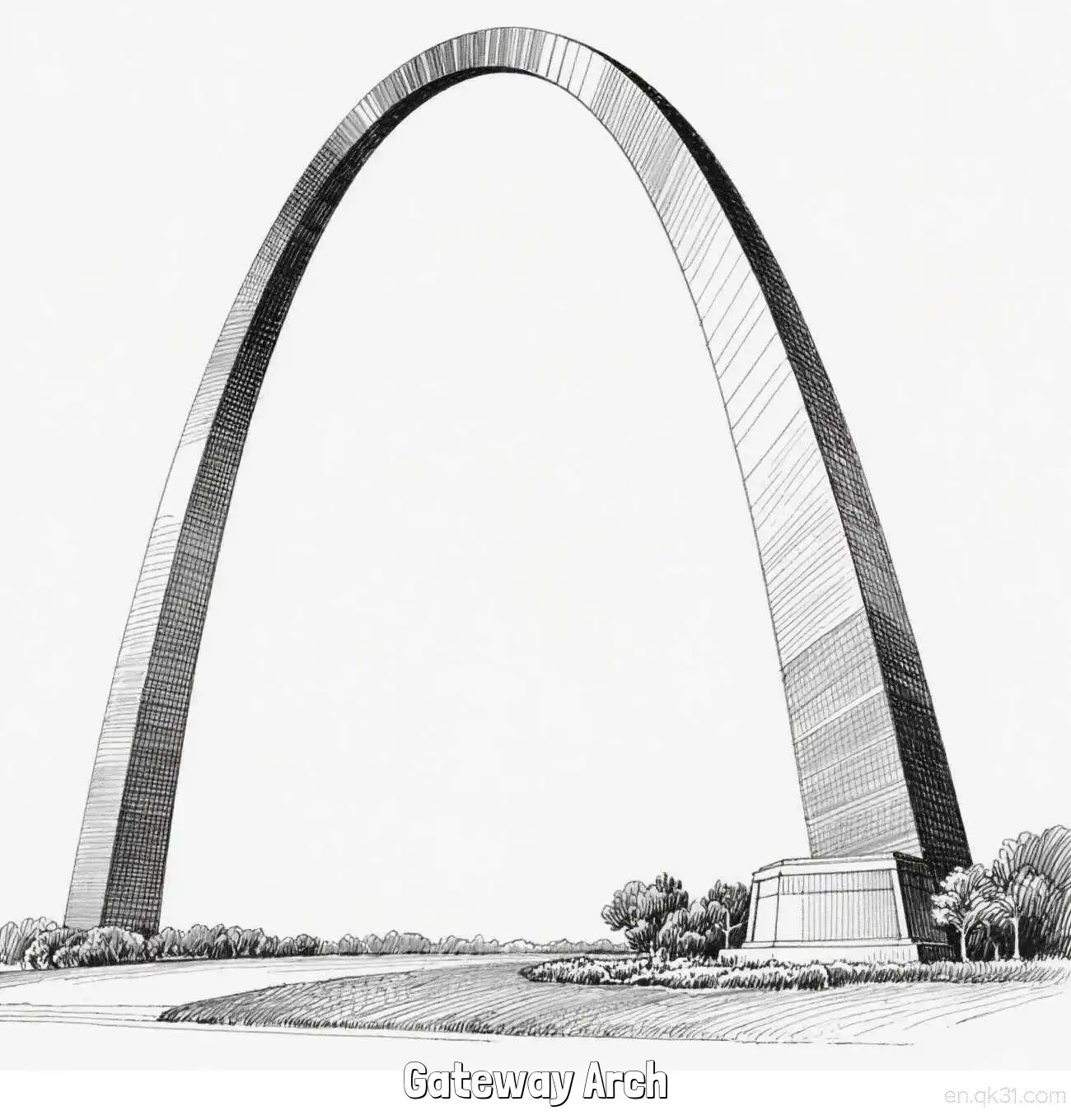 Gateway Arch  Coloring Page - Free Printable Famous attractions in the United States PDF Coloring Sheets – Free Printable Coloring Page for Kids and Adults