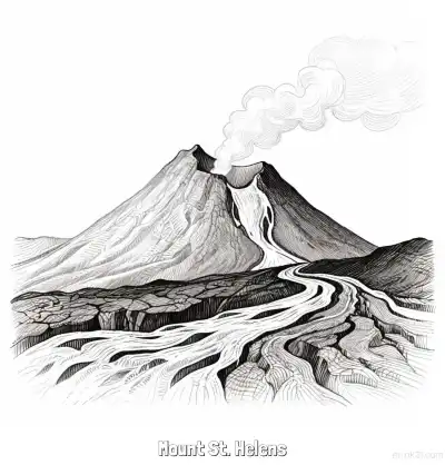 Free printable Mount St. Helens  Coloring Page - Free Printable Famous attractions in the United States PDF Coloring Sheets coloring page