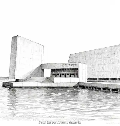 Free printable Pearl Harbor Arizona Memorial  Coloring Page - Free Printable Famous attractions in the United States PDF Coloring Sheets coloring page