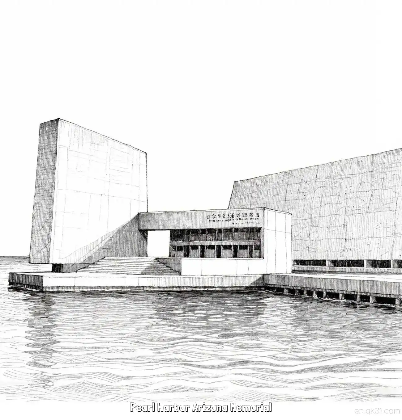 Pearl Harbor Arizona Memorial  Coloring Page - Free Printable Famous attractions in the United States PDF Coloring Sheets – Free Printable Coloring Page for Kids and Adults